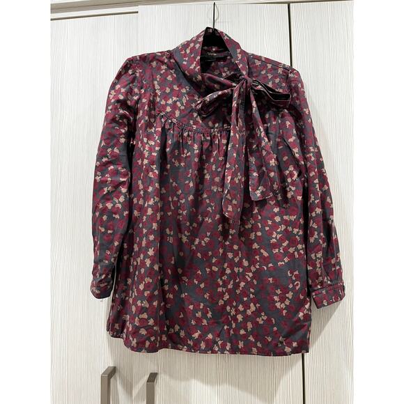 Vintage Marc by Marc Jacobs Fall Bow Neck Blouse Cottagecore Floral Cotton Small - Picture 1 of 10